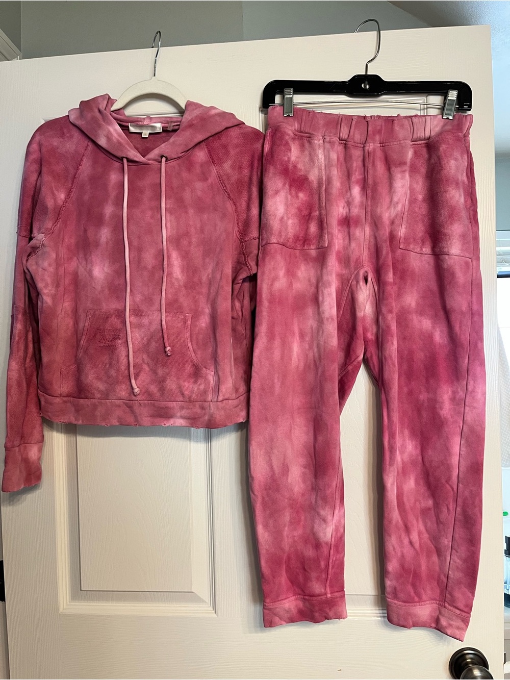 LoveShackFancy Pink Tie-Dye Hoodie & Jogger Set ( Medium Top/ Small Jogger)